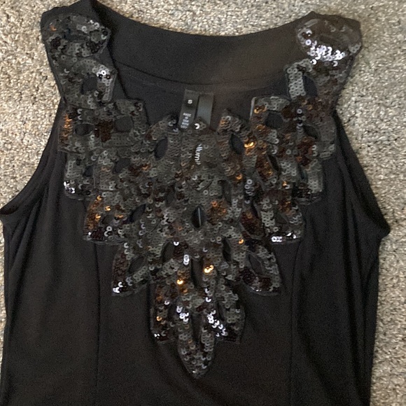 Black hi/lo, cocktail dress with embellishments - Picture 2 of 4